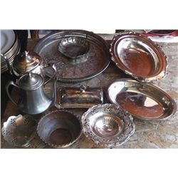 10 pcs. silverplate serving dishes .