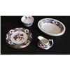 Image 1 : Spode--England, Fine bone china Y-8540 Shima Border, 2 bowls, 1 soup, 1 creamer, 5 salad plates