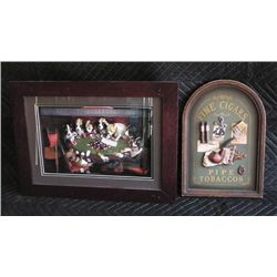 Dogs playing poker shadowbox, fine cigars, .