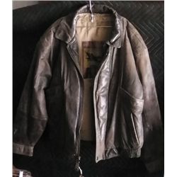 Peter England Aviation Mission Classic Leather Bomber, Brown, Size Medium