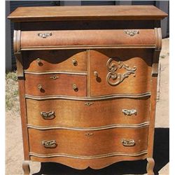 Antique 1/4 Sawn Oak Dresser, 5 Drawers 1 Door, Solid Oak Top