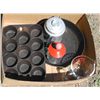 Image 1 : Cast Iron Frying Pan & Muffin Pan, Percolator, Measuring Cup and Dicer