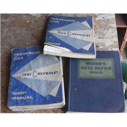 3 Manuals: 2- 1961, 1962 Chevrolet Passenger Car Shop Manuals, 1- Motor's Auto Repair Manual 1953-19