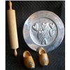 Image 1 : Pewter? Plate and Rolling Pin for Noodles?, and Wooden Shoes from Holland