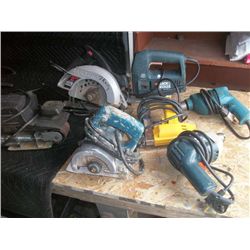 2 Electric Drills, B&D Jigsaw, Arrow Electric Stapler, 4" Skill Saw, 7 1/4" Skil Saw, B&D Belt Sande