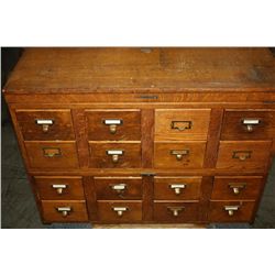 OAK 12 DRAWER CATALOG CABINET BY LIBRARY BUREAU MAKERS