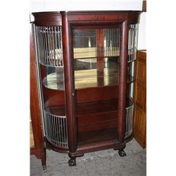 GREAT MAHOGANY LEADED GLASS CHINA W/ CLAW & BALL FEET - ORIG. CONDITION