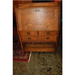 EXCELLENT OAK BLOCK FRONT DESK - MISSION - SIGNED QUAINT FURNITURE - STICKLEY BROS.