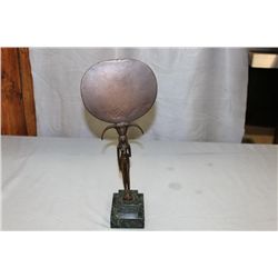 EGYPTIAN SOLID BRONZE & MARBLE SIGNED MMA