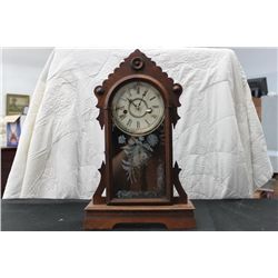 WALNUT MANTLE CLOCK - 20" TALL