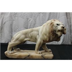 SOLID MARBLE LION W/ GLASS EYES - 11" LONG - 10" HIGH