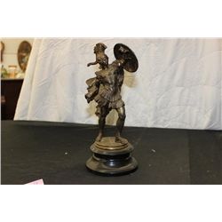 ROMAN WARRIOR STATUE ON MARBLE BASE - 13" TALL