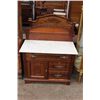Image 1 : WALNUT MARBLE TOP COMMODE W/ BACKSPLASH