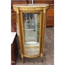 FRENCH STYLE GOLD GUILT CURIO - 54" HIGH - 24" WIDE - 13" DEEP