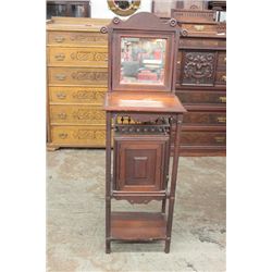 CHERRY SHAVING STAND WITH CUPBOARD CENTER
