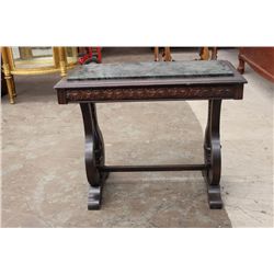 MAHOGANY STAND WITH INLAY MARBLE