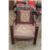 Image 1 : HEAVELY CARVED MAHOGANY CHAIR WITH ROSEWOOD BACK EXCELLENT NEEDLE POINT