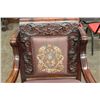 Image 2 : HEAVELY CARVED MAHOGANY CHAIR WITH ROSEWOOD BACK EXCELLENT NEEDLE POINT