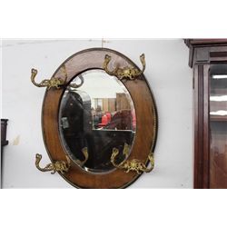 OAK HANGING MIRROR WITH HOOKS