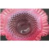 Image 4 : 2 PCS. OF HOBNAIL CRANBERRY OPALESCENT CASE GLASS - BRIDES BASKET VASE