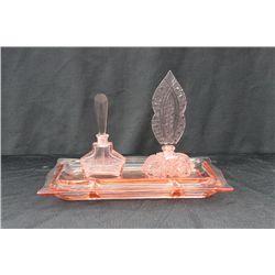 3 PCS. CZECHOSLOVAKIAN GLASS DRESSER SET