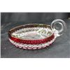 Image 2 : 4 PCS. RUBY FLASH GLASS - CREAMER - SUGAR - NAPPY - PLATE