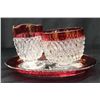 Image 3 : 4 PCS. RUBY FLASH GLASS - CREAMER - SUGAR - NAPPY - PLATE