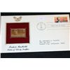 Image 1 : 1985 First Day Issue 22K Gold Replica Stamp W/Postal Stamp; Frederic Bartholdi Statue of Liberty Scu