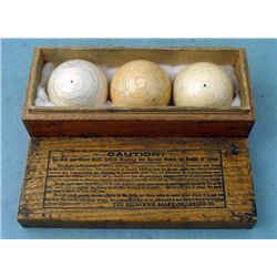 3 Pc Brunswick Balke Collender Ivory Pool Balls in Box