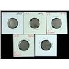 Image 1 : 4 V Nickels & 1 Buffalo Nickel 1883-1900