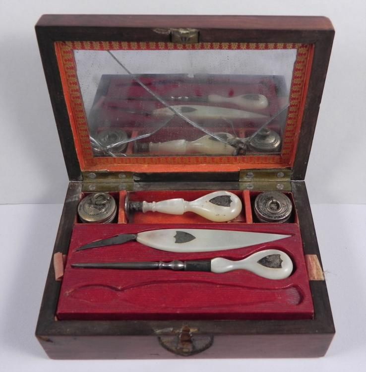 Antique Wax Seal Letter Set In Box