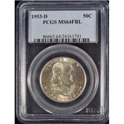 1953-D FRANKLIN HALF DOLLAR - PCGS MS64 FBL