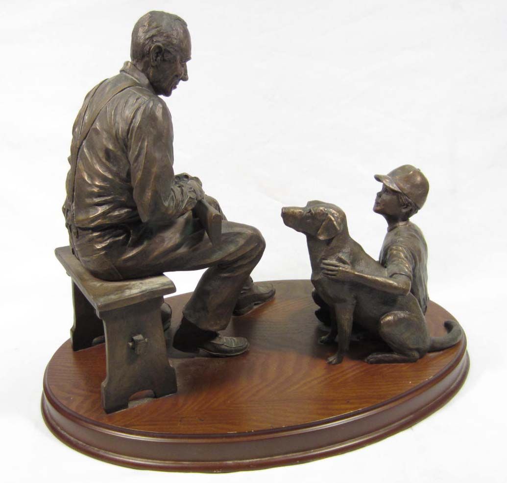 BONDED BRONZE "GRANDPA'S DOUBLE" STATUE BY CODY HOUSTON