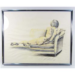 ORIGINAL CHALK DRAWING - SIGNED - FRAMED