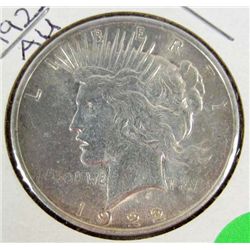 1922-P PEACE SILVER DOLLAR - AU