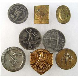 LOT OF 8 GERMAN NAZI TINNIE BADGES