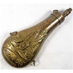 OLD WEST CIVIL WAR ERA GUN POWDER FLASK W/ MILITARY MOTIF
