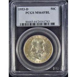 1953-D FRANKLIN HALF DOLLAR - PCGS MS64 FBL