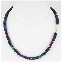 218.51ctw Natural Multi-Color Rondelles Necklace