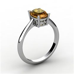 Citrine 0.85 ctw Ring 14kt White Gold