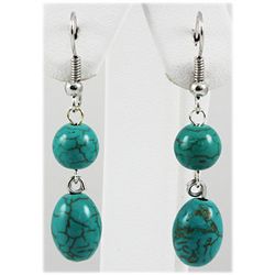 Natural 20.28ctw Turquoise Silver Dangling Earring
