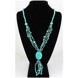 Natural 403.84ctw Turquiose Sterling Silver Necklace