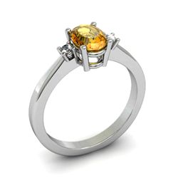 Citrine 0.85 ctw Diamond Ring 14kt White Gold