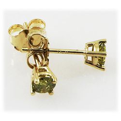Genu. 0.38 ctw Round Earring Fancy Yellow Diamond , SI1