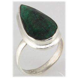 41.32ct Natural Pear Emerald Sterling Silver Ring