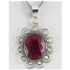 Image 1 : 48.47ct Natural Faceted Oval Ruby Silver Pendant