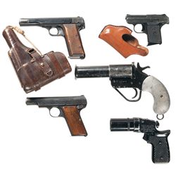 Three Pistols and Two Flare Guns