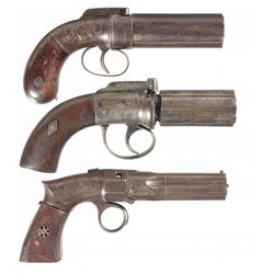 Three Percussion Pepperbox Handguns