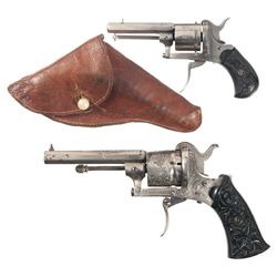 Collector's Lot of Two Antique European Folding Trigger Double Action Revolvers