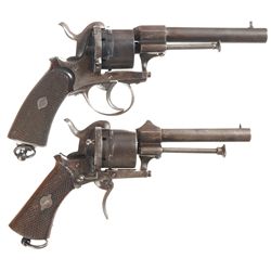 Collector's Lot of Two Double Action European Pinfire Revolvers